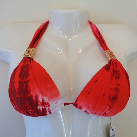 Natori Ocean Cloud Bikini Swimsuit 2 PC Triangle Slider Pink Tie Dye Size Medium - Picture 5 of 7